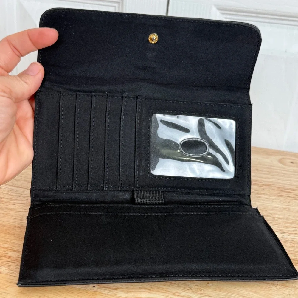 Liz Claiborne Leather Wallet OS Black Minimalist Y2K Continental Clutch‎